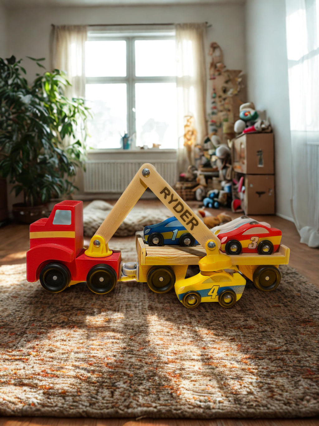 Personalized Melissa & Doug Wooden Magnetic Tow Truck – Custom Name Engraved