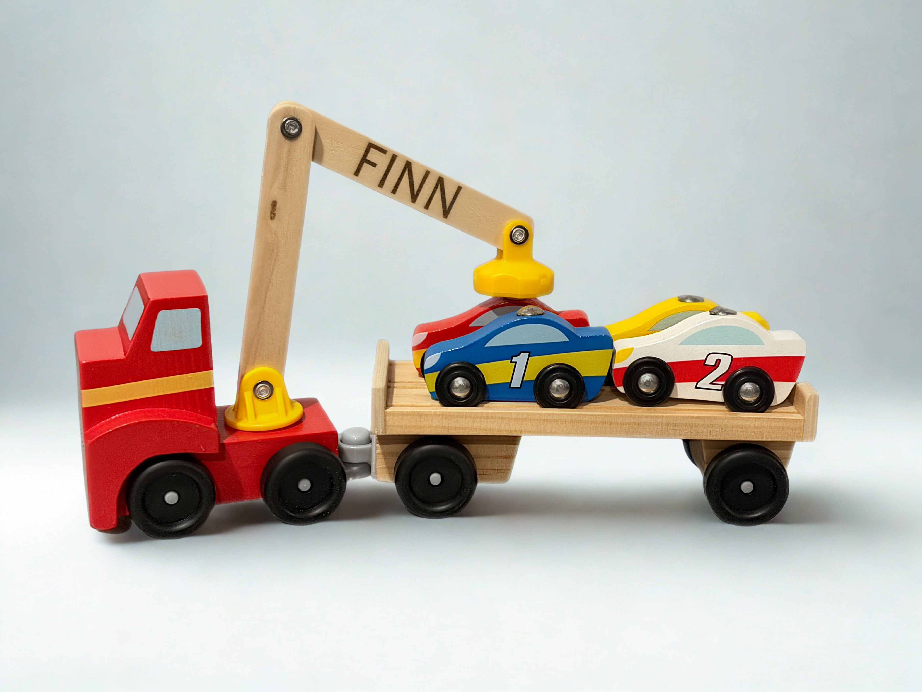 Personalized Melissa & Doug Wooden Magnetic Tow Truck – Custom Name Engraved