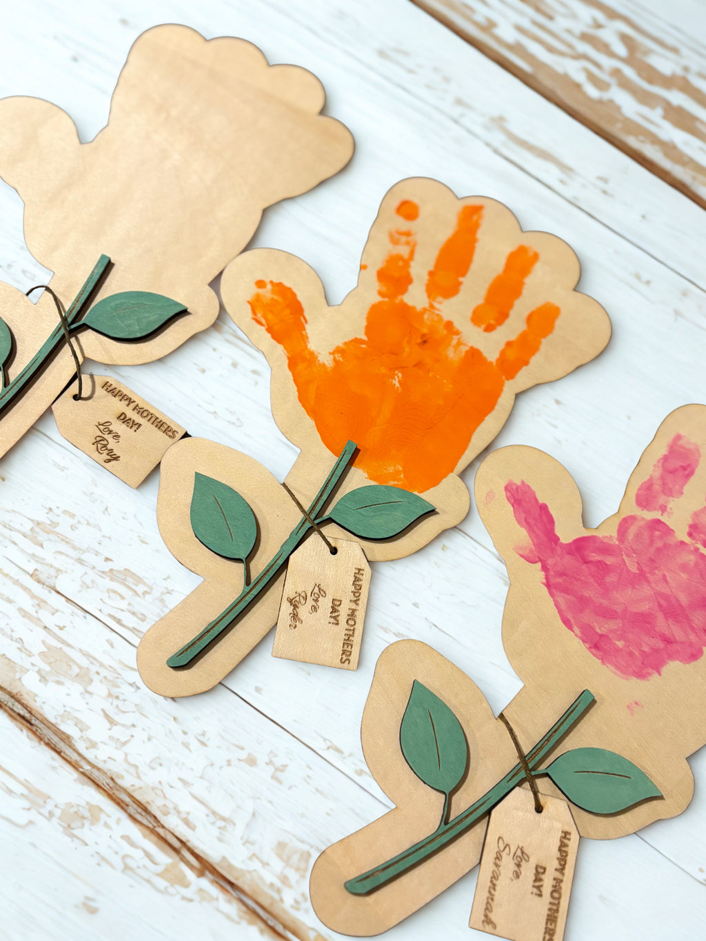 Personalized Handprint Flower Keepsake – Custom Wooden Mother’s Day Gift