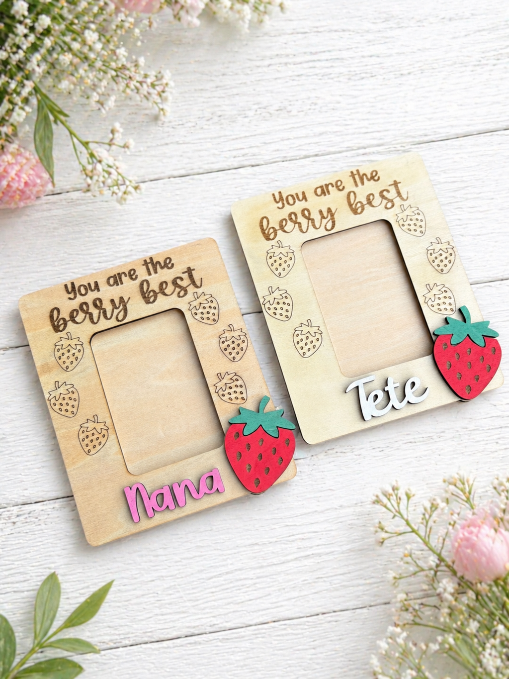 Personalized “You Are the Berry Best” Wooden Photo Frame 🍓