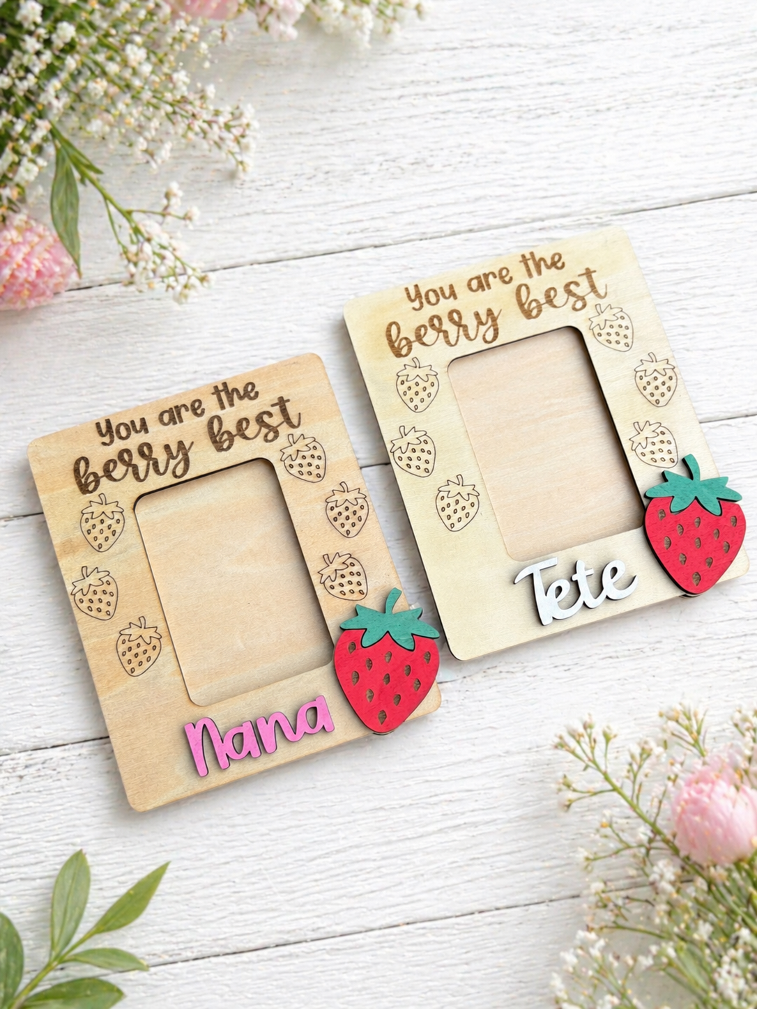 Personalized “You Are the Berry Best” Wooden Photo Frame 🍓