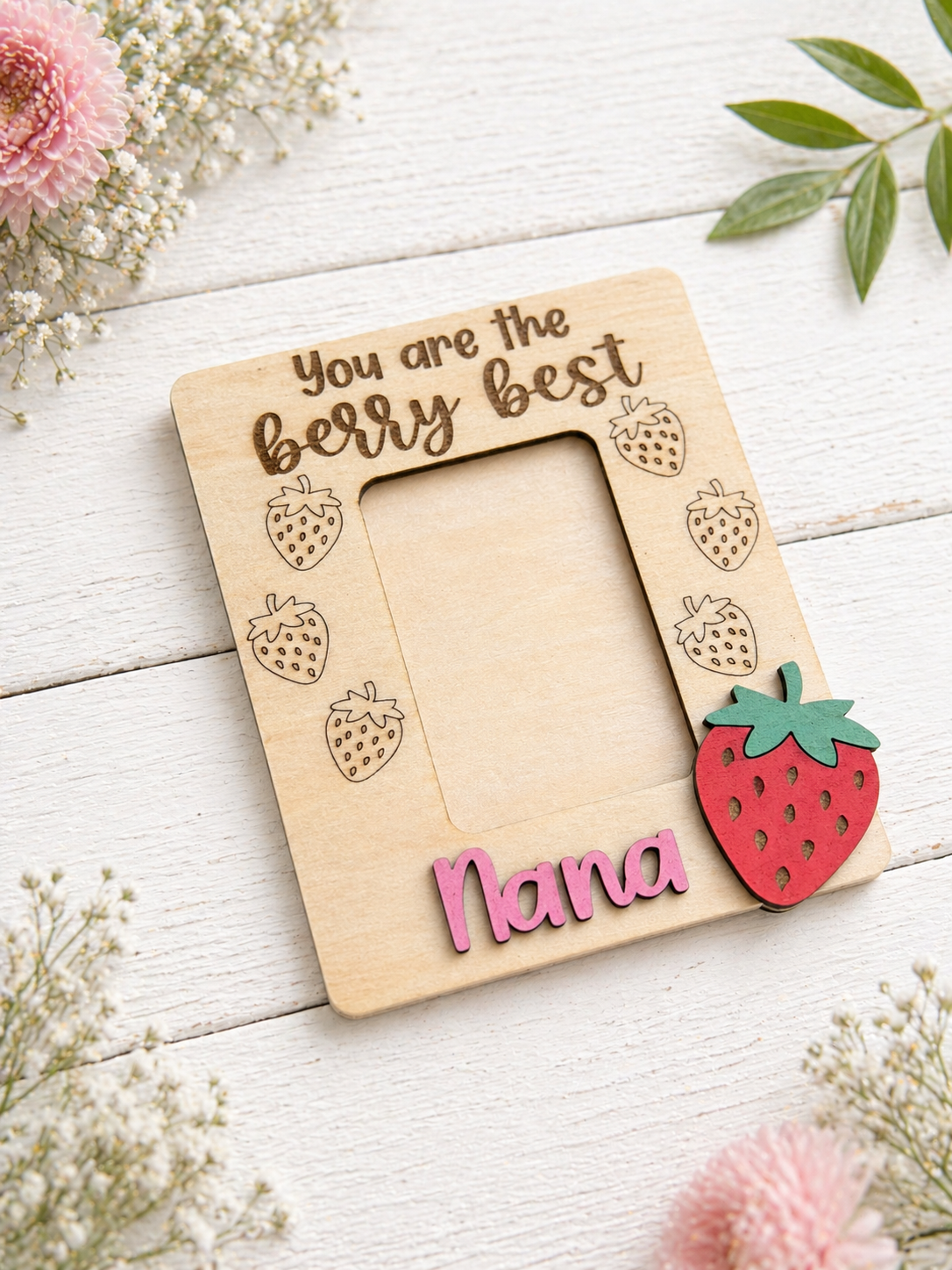 Personalized “You Are the Berry Best” Wooden Photo Frame 🍓