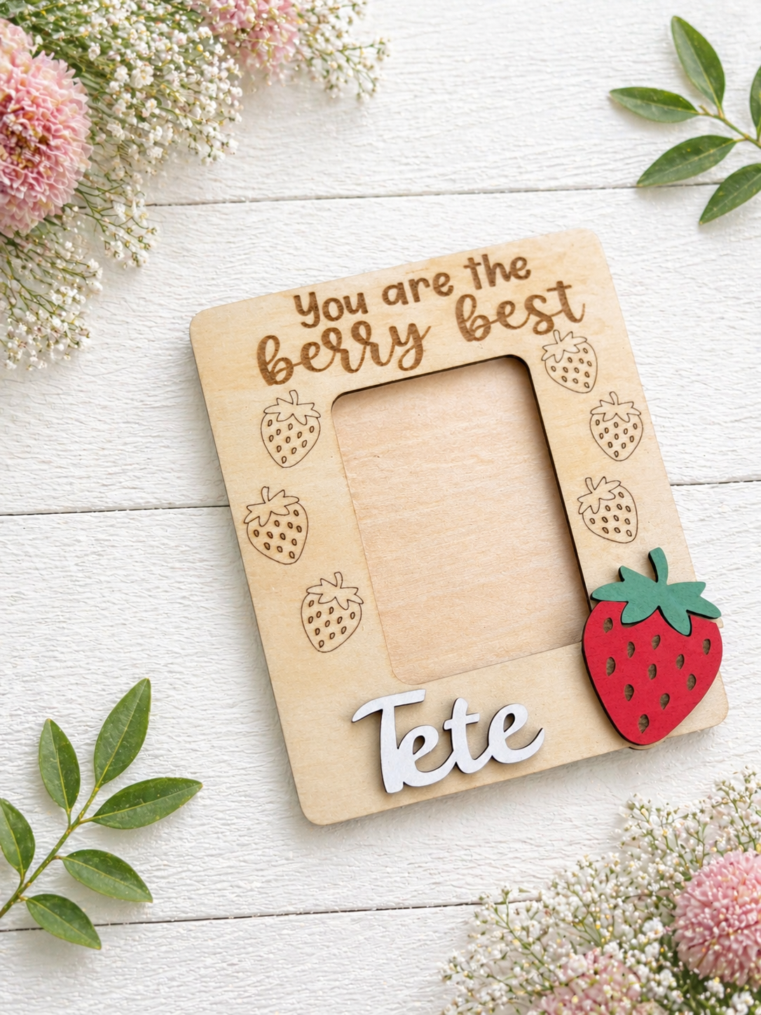 Personalized “You Are the Berry Best” Wooden Photo Frame 🍓