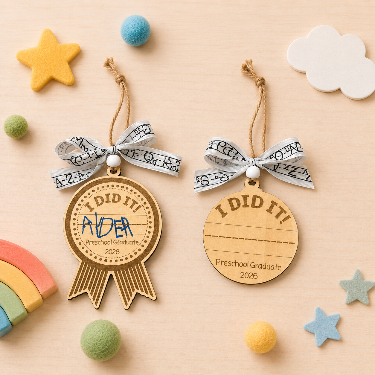Personalized Graduation Keepsake Ornament | Custom Wooden School Milestone Keepsake for Any Grade