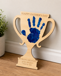 Personalized World's Greatest Dad Award Trophy | DIY Father's Day Handprint Keepsake | Custom Name Wooden Gift