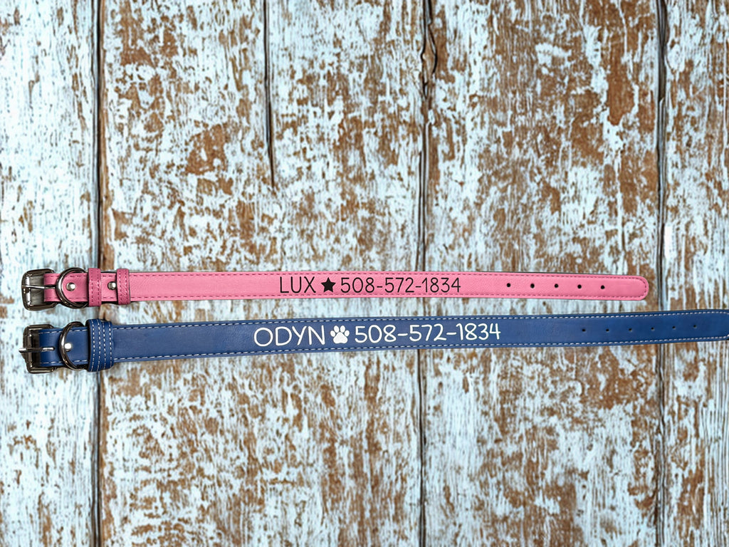 Personalized Laser Engraved Leather Pet Collars – Soft, Stylish & Jingle-Free