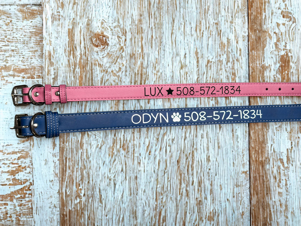 Personalized Laser Engraved Leather Pet Collars – Soft, Stylish & Jingle-Free
