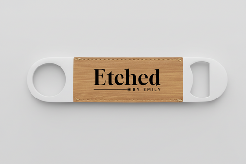Custom Laser Engraved Metal & Leather Bottle Opener – Personalized Logo or Name