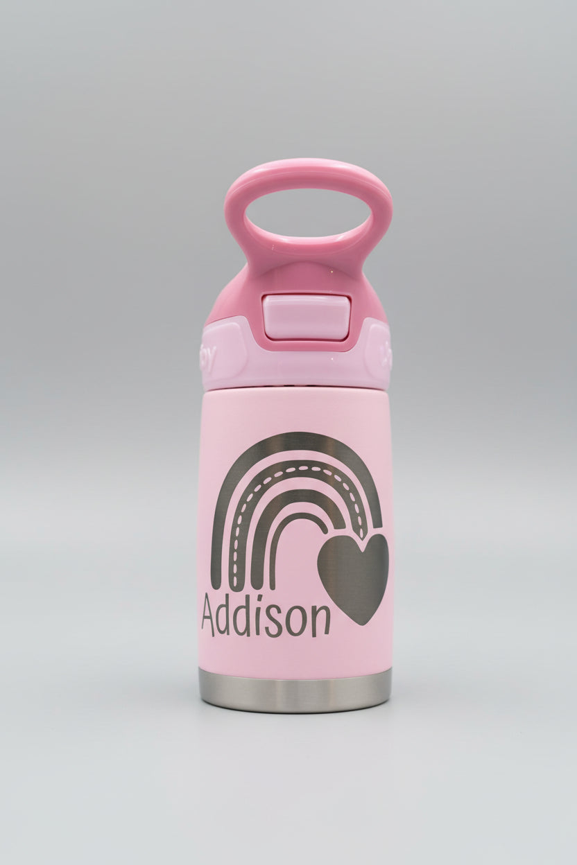 Personalized 10 oz Stainless Steel Toddler Water Bottle with Straw