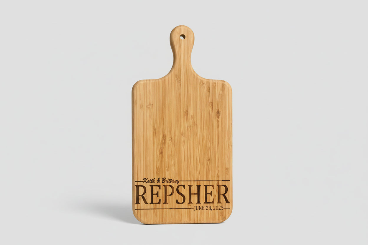 Laser Engraved Family Name Cutting Board - Personalized Wedding Gift