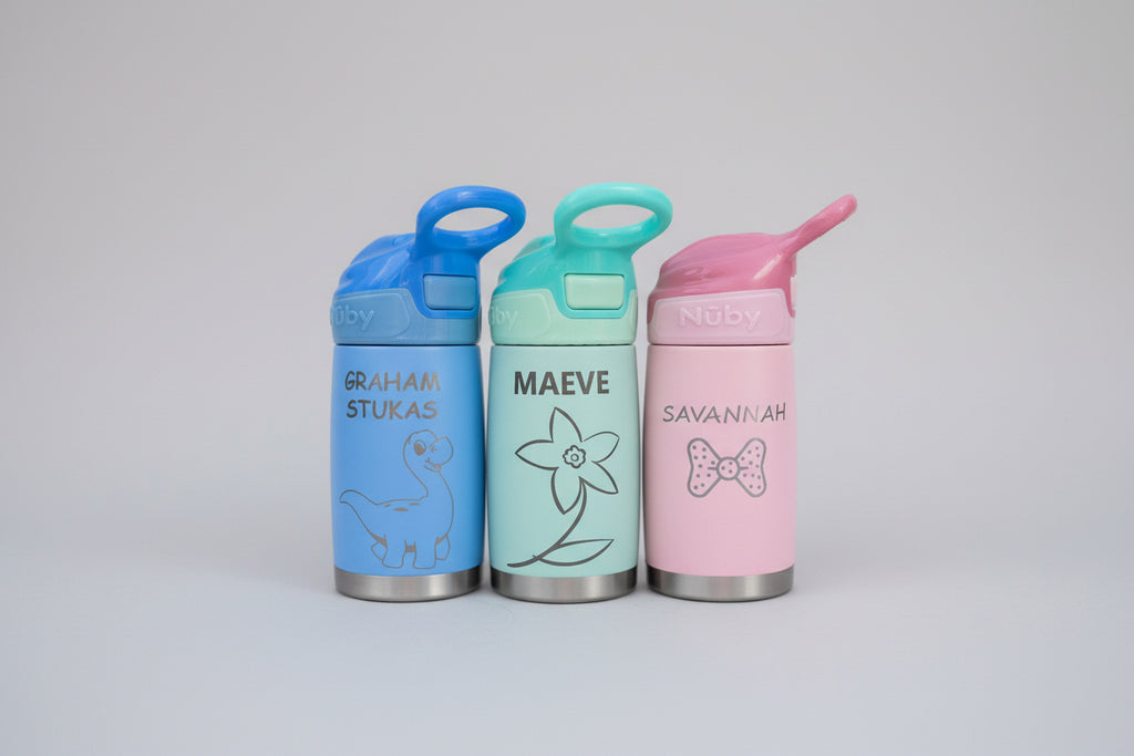 Personalized 10 oz Stainless Steel Toddler Water Bottle with Straw