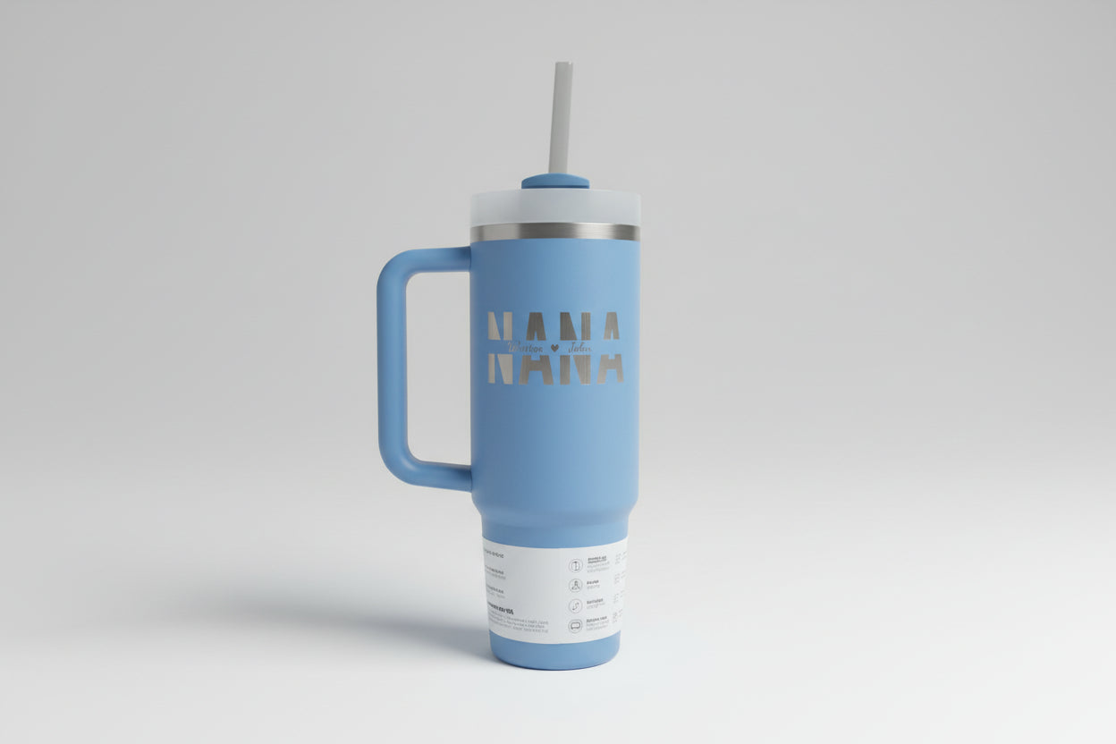 Personalized Laser Engraved Stainless Steel Tumbler: Custom Mom, Grandma, Auntie Name with Kids Names