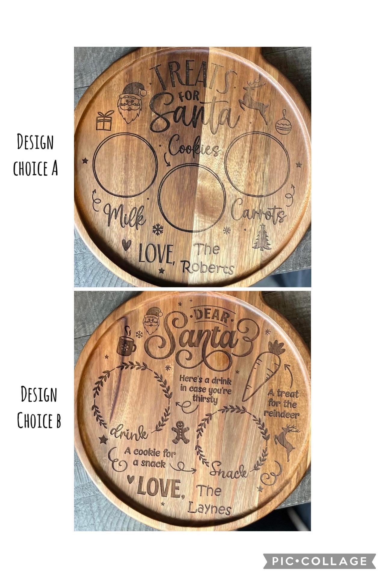 Laser Engraved Santa's Treats Tray: Personalized Christmas Cutting Board