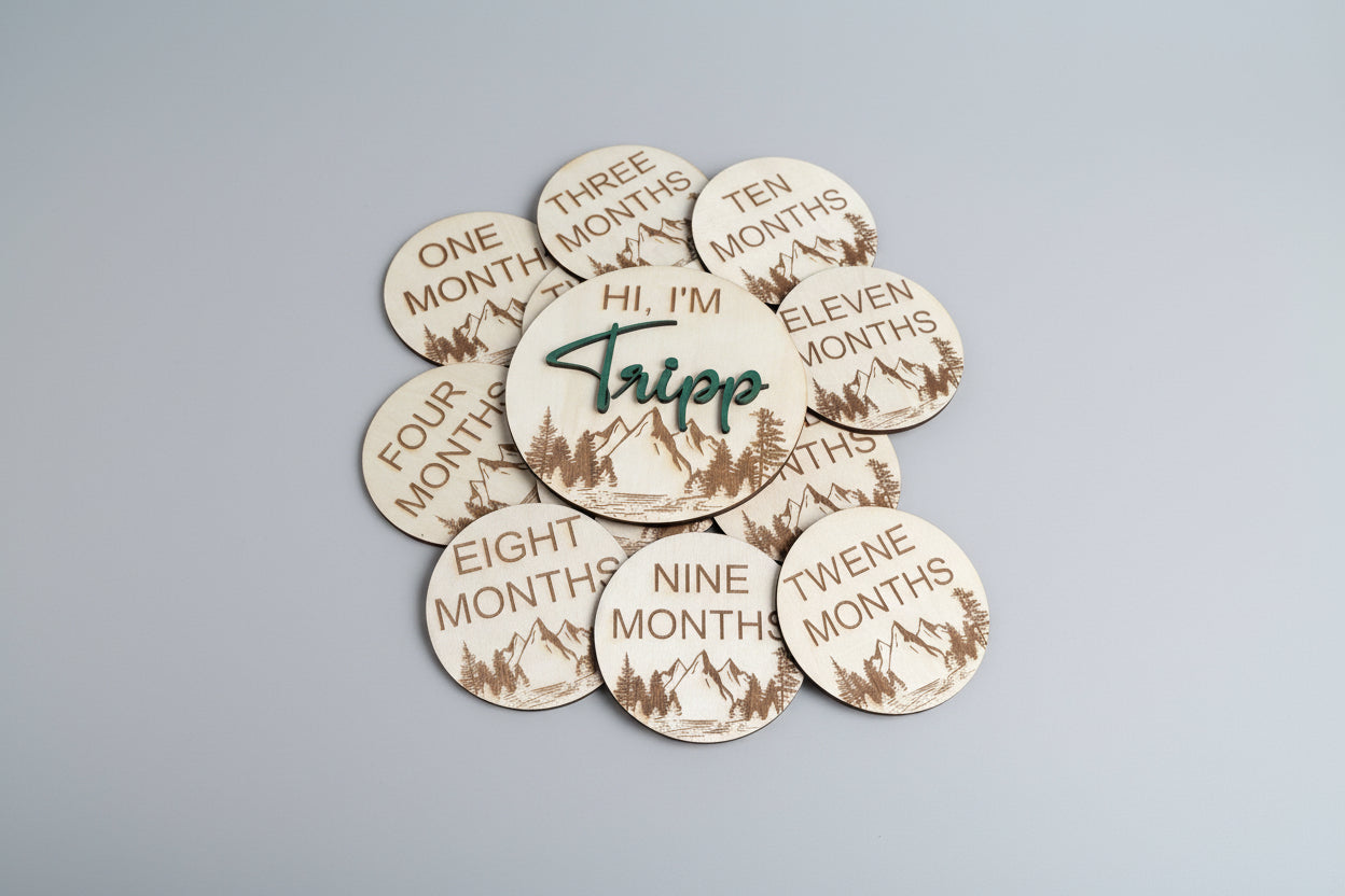 Wilderness Mountain Baby Monthly Milestone Discs – First Year Set (12)