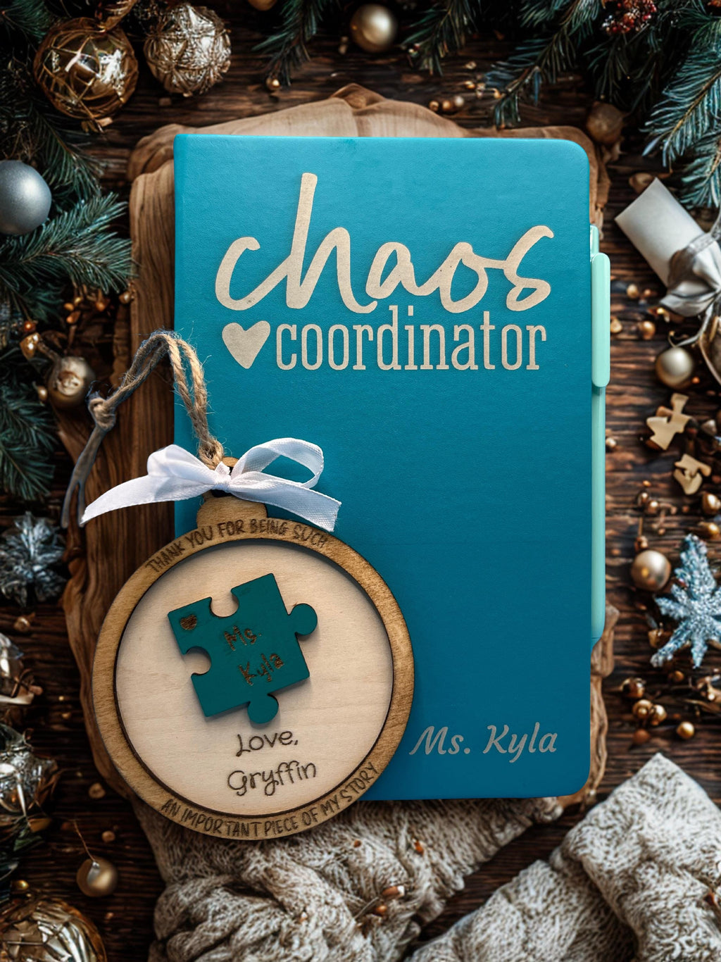 Personalized “Chaos Coordinator” Leather Journal – Teacher & Daycare Worker Gift