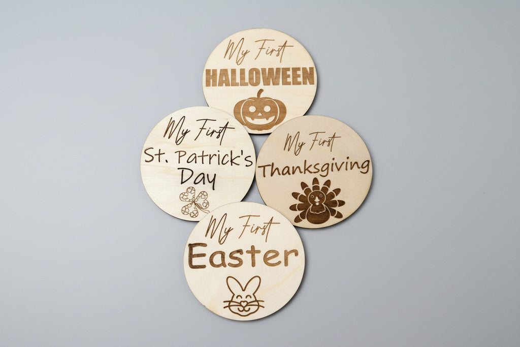 My First Holiday Wooden Milestone Discs – 8 Holidays (Set of 4)