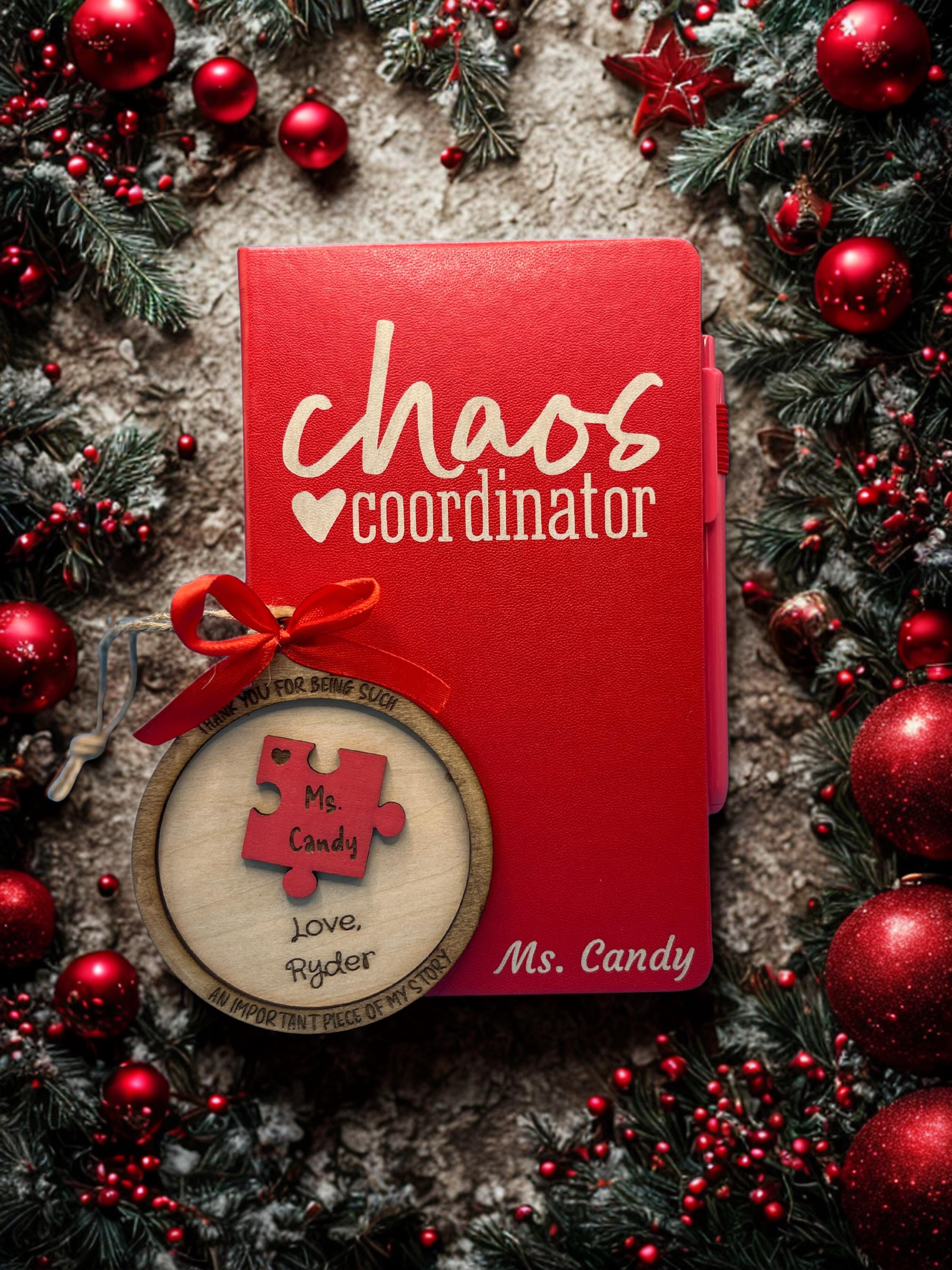 Personalized “Chaos Coordinator” Leather Journal – Teacher & Daycare Worker Gift