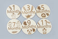 Safari Baby Monthly Milestone Wooden Rounds – First Year Set (6 Discs)