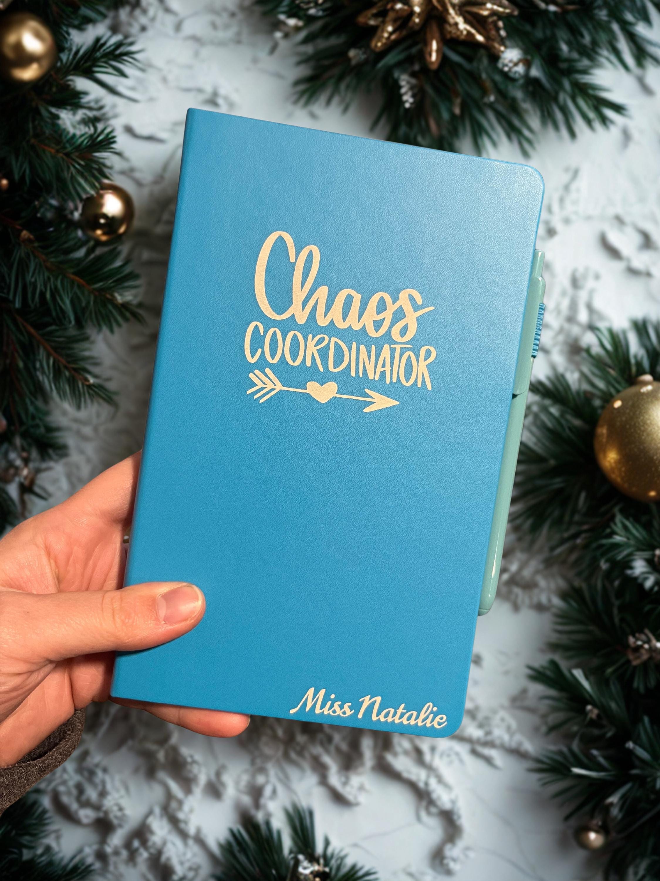 Personalized “Chaos Coordinator” Leather Journal – Teacher & Daycare Worker Gift