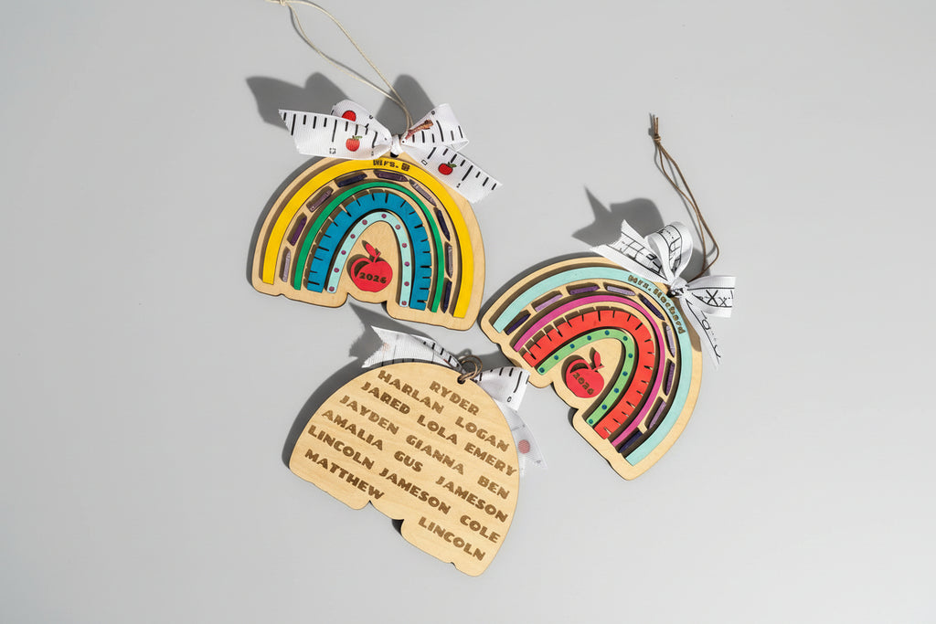 Personalized Teacher Appreciation Ornament with Rainbow – Custom Class Gift with Student Names & Year