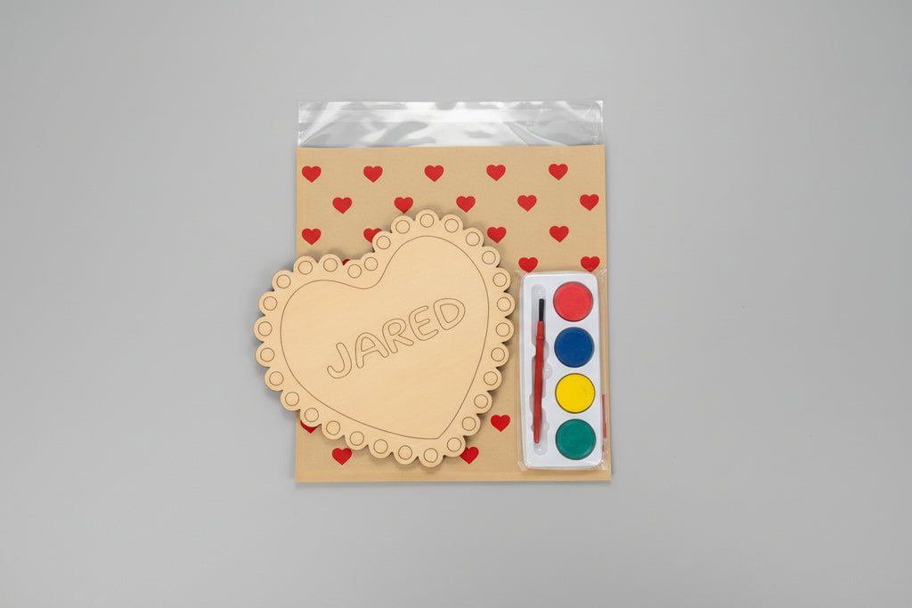 Personalized Heart-Shaped Wooden Valentine Paint Kit for Kids