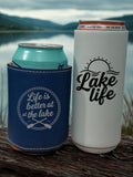Personalized Leather Lake Koozies – Laser Engraved Lake Life Designs (12 oz Tall & Standard Can)